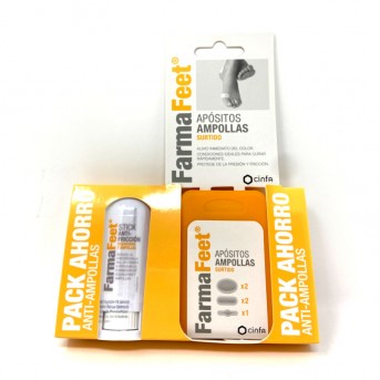 FarmaFeet Pack Ahorro Anti ampollas Apósitos surtidos + Stick anti fricción